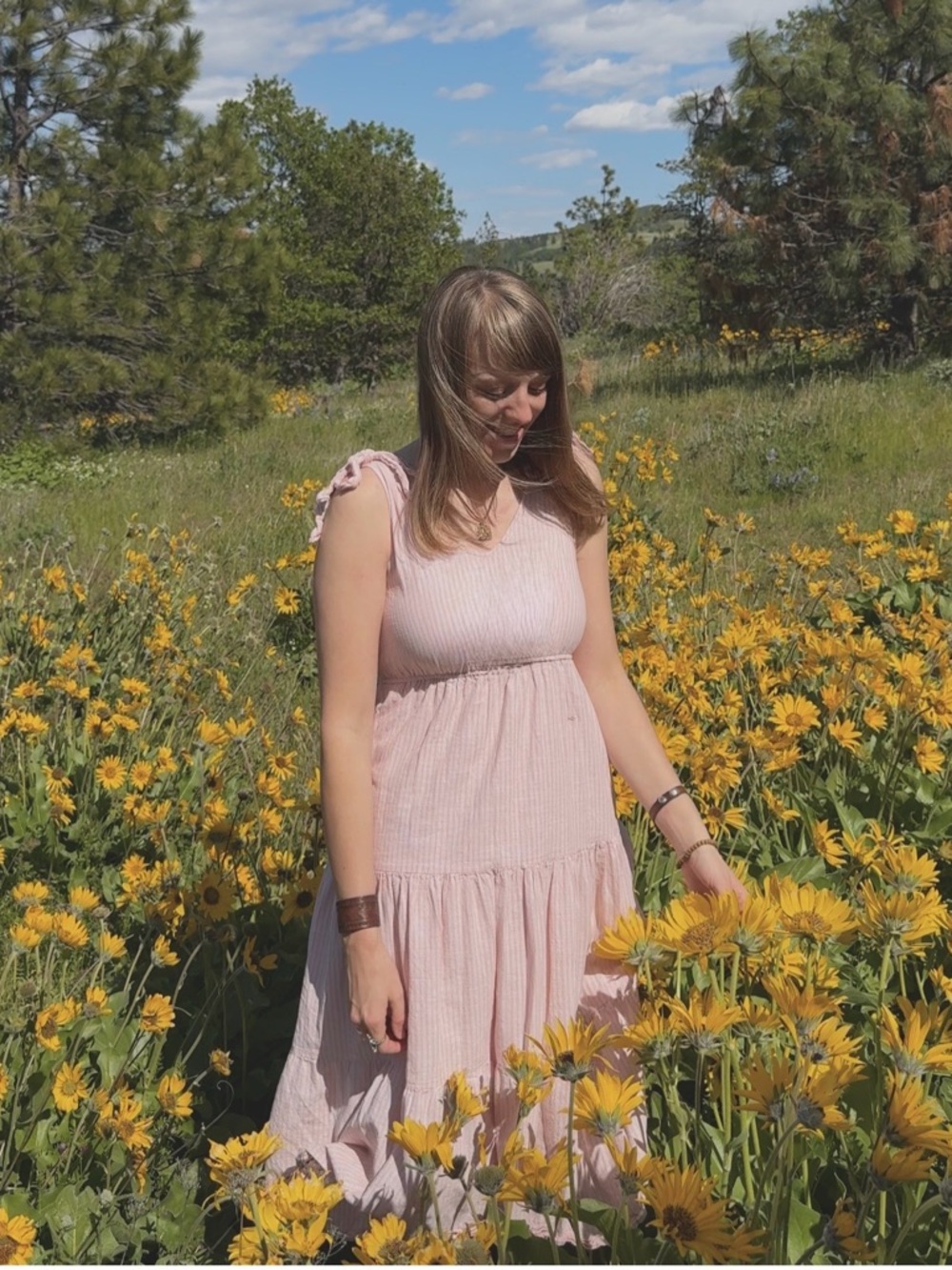 Moon River Soft Pink Tiered Maxi Dress (S)